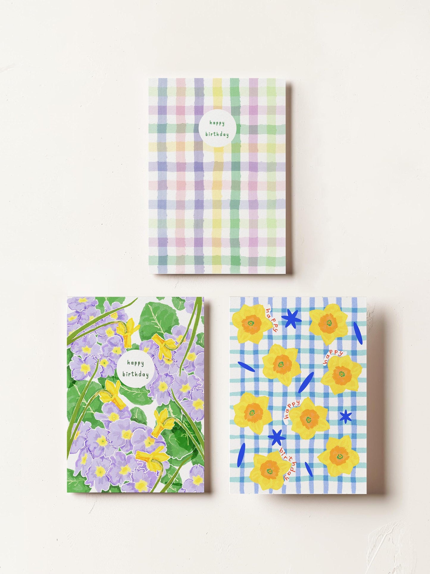 Spring-Themed Pack of 3 Birthday Cards