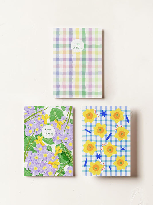 Spring-Themed Pack of 3 Birthday Cards